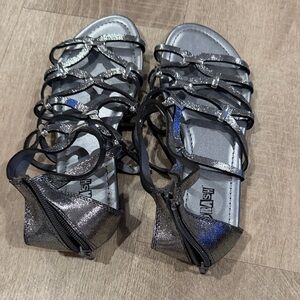 Brash Metallic Silver and Black Sandals